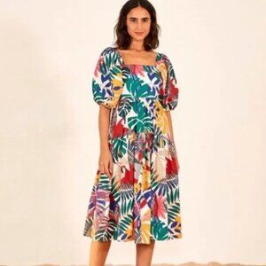 Farm Rio Off White Macaw Midi Dress